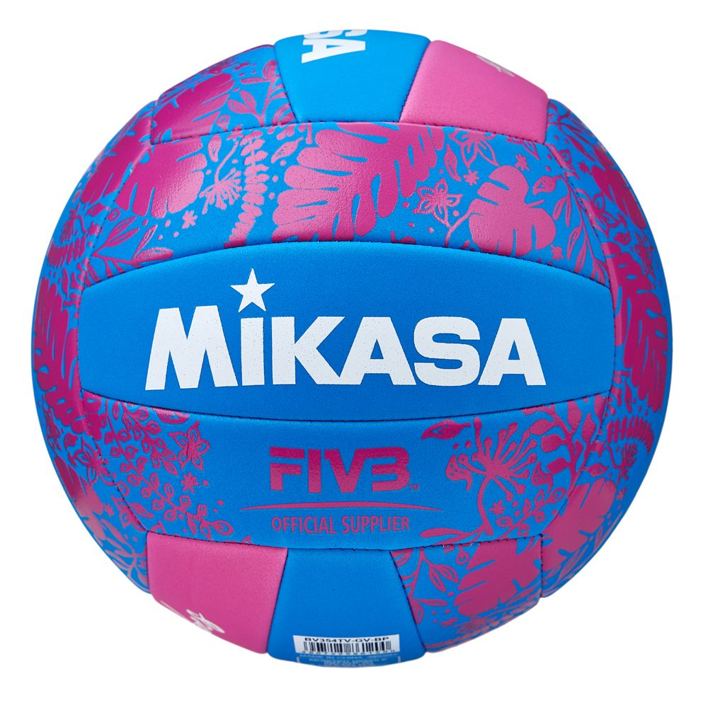 Мяч вол. пляжн. MIKASA BV354TV-GV-BP, синт.кожа (ТПЕ),маш.сш.,18 панелей, бут.кам, сине-розов