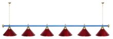 Лампа STARTBILLIARDS 6 пл. (плафоны золотые,штанга коричневая,фурнитура золото)