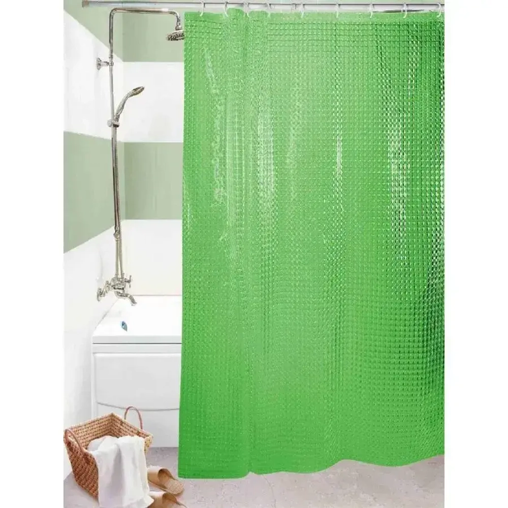 Штора для в/комнаты SHOWER CURTAIN,180см, 3D (объемная) , ПВХ, зеленая