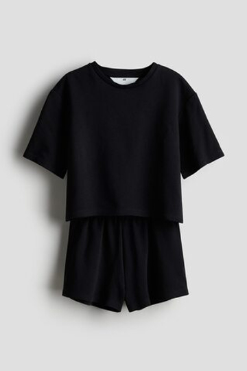 H&M Комплект из футболки и шорт, черный