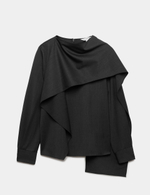 Блузка из смесовой шерсти с драпированным воротником-шалью - Marks & Spencer