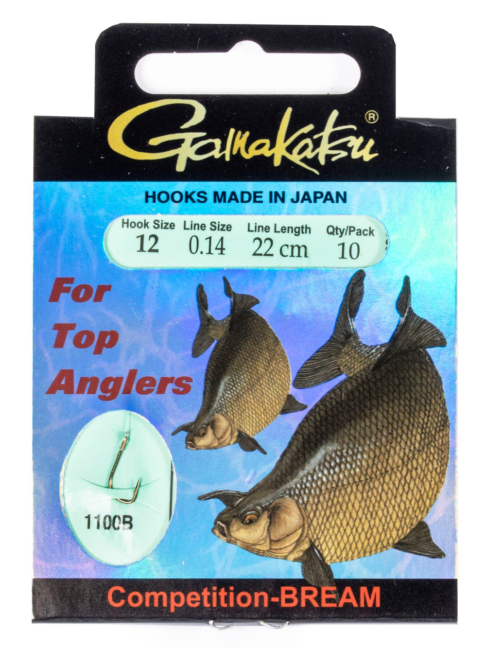 Крючки с поводком Gamakatsu BOOKLET BREAM COM 1100B разм. 12-0.14мм 22см 10шт.