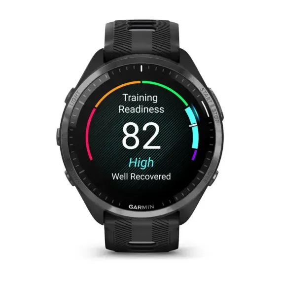 Garmin Forerunner 965 черные, темно-серый DLC титановый безель, с черным ремешком