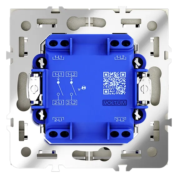 Выключатель двухклавишный с подсветкой Voltum S70 Сталь VLS020205
