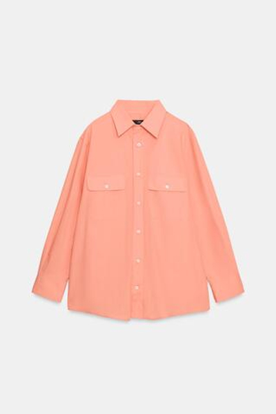 РУБАШКА ИЗ ПОПЛИНА С КАРМАНАМИ — ZW COLLECTION — ZARA
