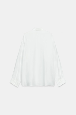 ZARA РУБАШКА С КРУЖЕВНЫМ ВОРОТНИКОМ, БЕЛЫЙ