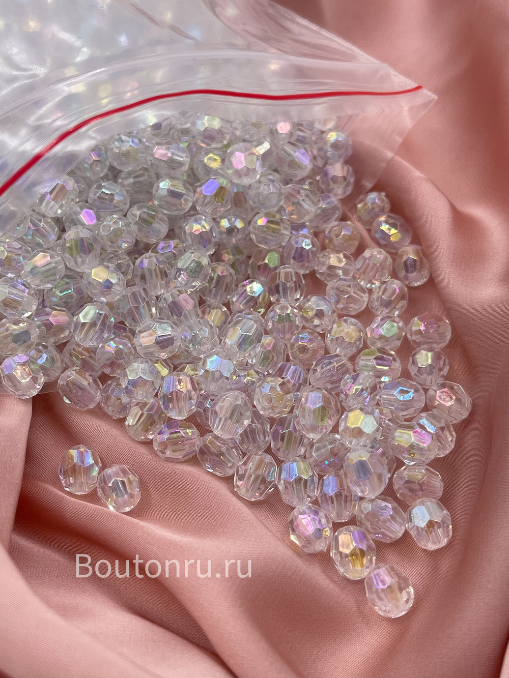 Бусины акриловые граненые круглые хамелеон (AB) 500 грамм (±5гр)