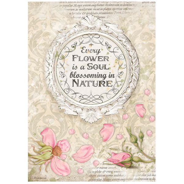 Бумага рисовая Stamperia Romantic Garden House frame with quote, 28 г/м², 21х29.7 см (А4), 1 лист