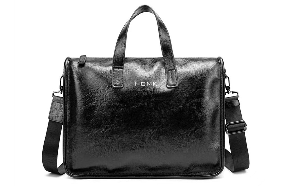 NOMK PU Handbag, Shoulder Bag, Crossbody Bag, Laptop Bag, Briefcase Regular Men"s Black