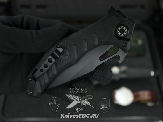 Складной нож НОКС Мангуст-2С (Black Red) 337-708406 c клинком из стали D2, рукоять G10