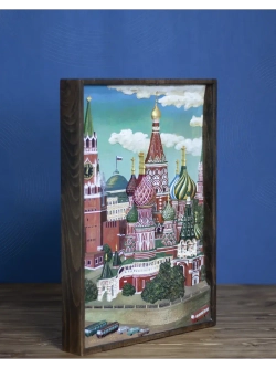 Картина из дерева"Храм Василия Блаженного" (№2) 41х30х4,5 см