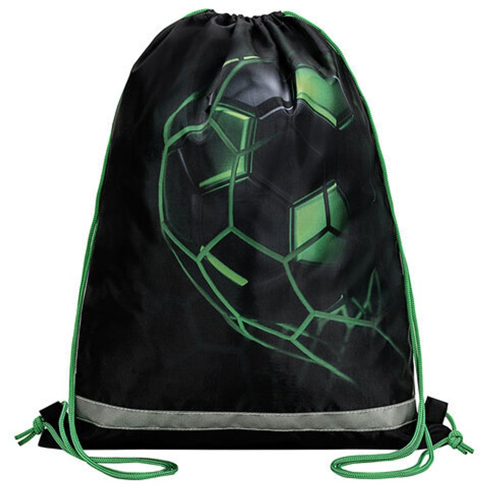 Мешок для обуви BRAUBERG KIDS, с петлей, светоотражающая полоса, 46х36 см, Green ball, 272393