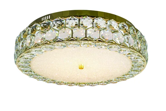 Люстра потолочная светодиодная NewRgy 6076E/108W GOLD+CLEAR, 108 Вт, золотая и прозрачная
