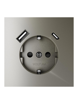 Розетка 1-м СП S70 16А с USB A+С с заземл. защ. шторки механизм шелк Voltum VLS040504