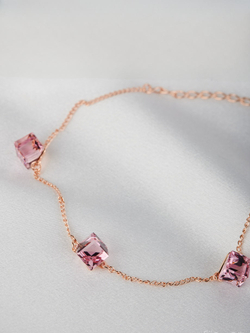 Браслет Миражи с розовыми кристаллами-кубиками Swarovski