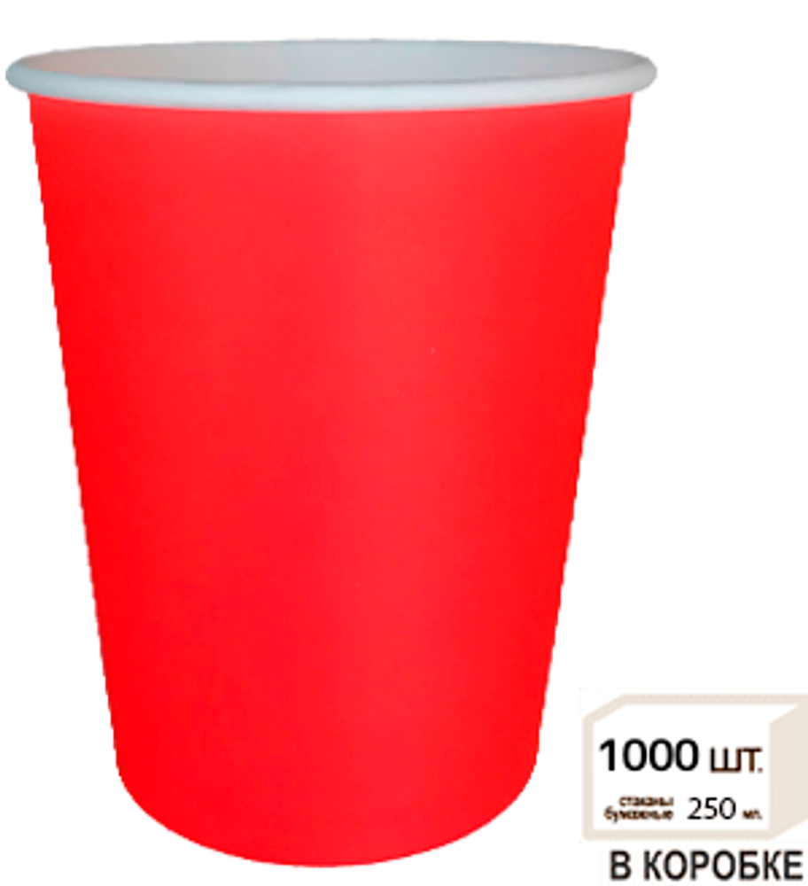 Бумажный стакан 250мл. Красный, 1000шт/кор. Cups-OK Бумажный стакан 250мл. Красный, 1000шт/кор. Cups-OK