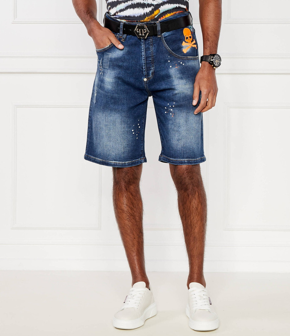 Джинсовые шорты Formentera Fit Skull&Bones Philipp Plein - темно-синий(MDT3806 PDE004N)