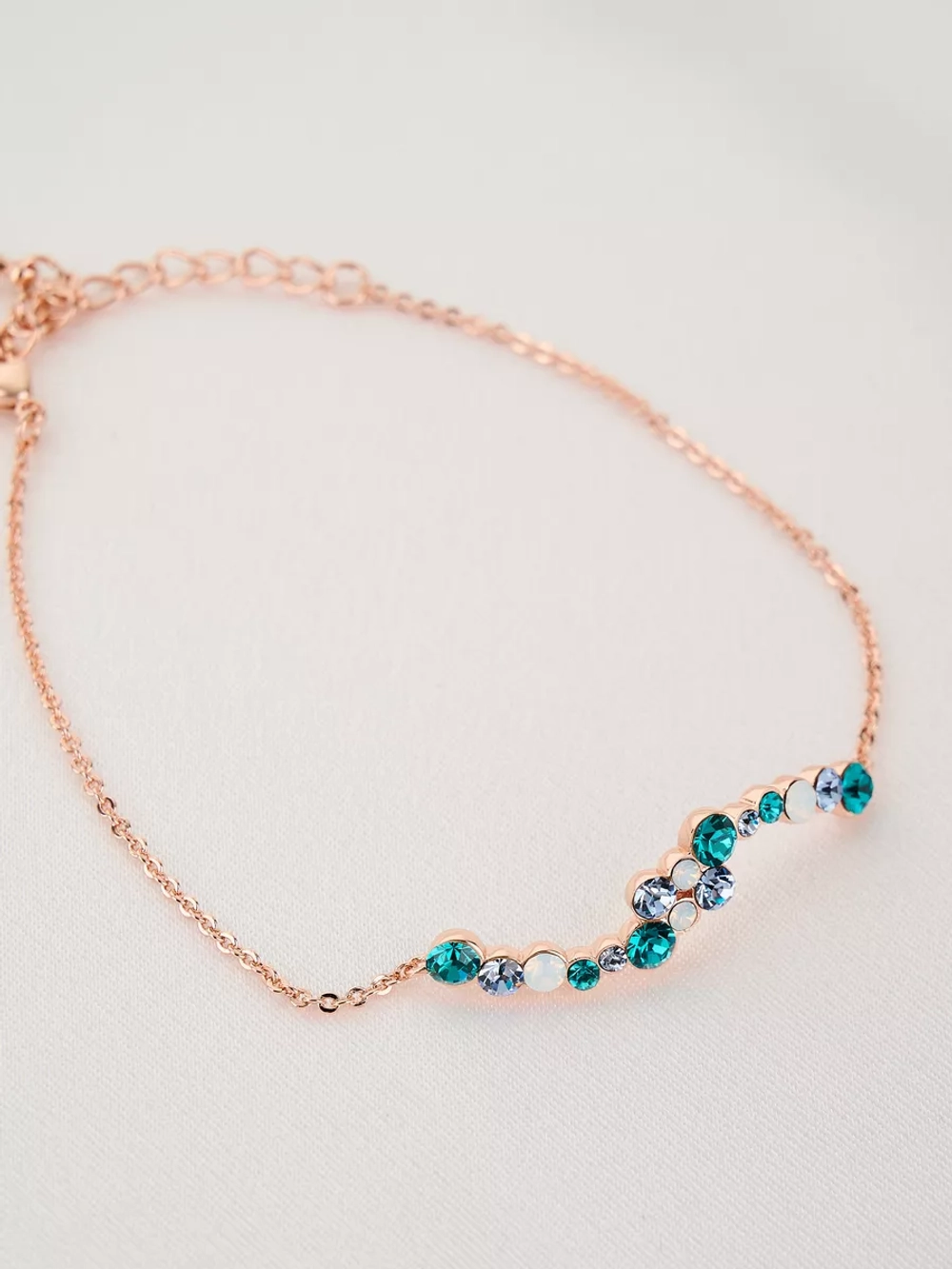 Браслет Млечный путь с зелеными кристаллами Swarovski