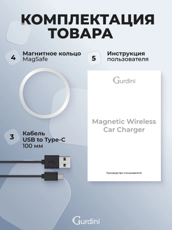 Автодержатель на дефлектор Gurdini Wireless Magsafe Car Charger Черный