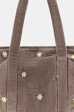 ZARA МИНИ-СУМКА ИЗ ДЕНИМА С ЦВЕТОЧНОЙ ВЫШИВКОЙ, ЧЕРЕПИЧНЫЙ