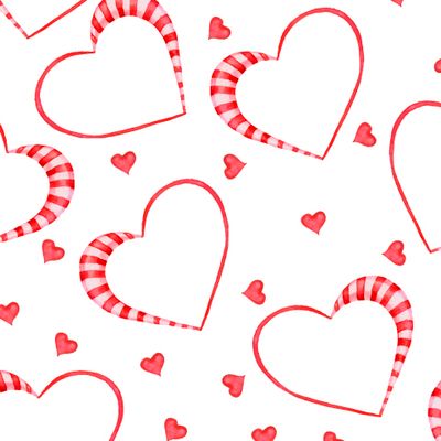 Seamless texture for Valentine's day. Red hearts on white background