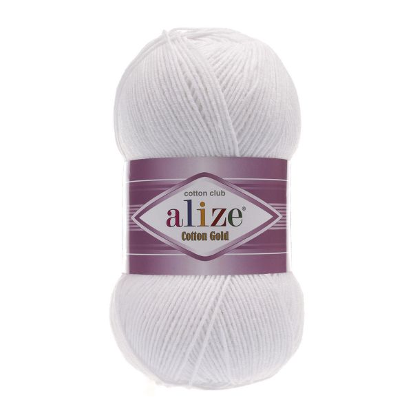 Пряжа Alize (Ализе) Cotton Gold / уп.5 мот. по 100 г, 330м, 055 белый A