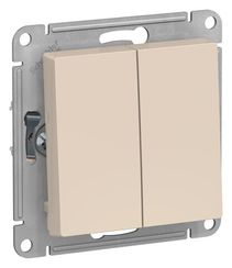 Выключатель Systeme Electric ATLASDESIGN 2 клавиши проходной бежевый 35997