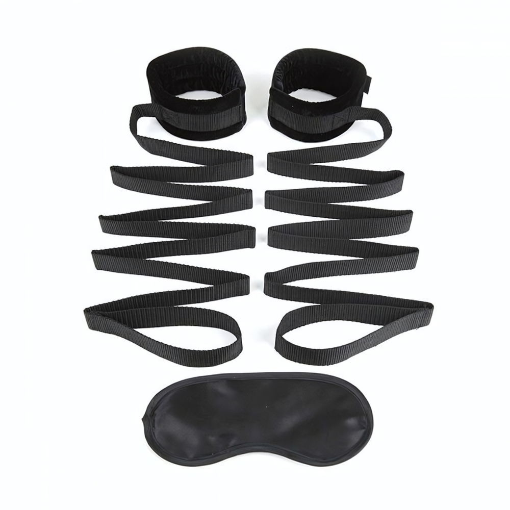 Чёрные манжеты для фиксации на кровати Bondage Bed Strap (Цвет: черный)