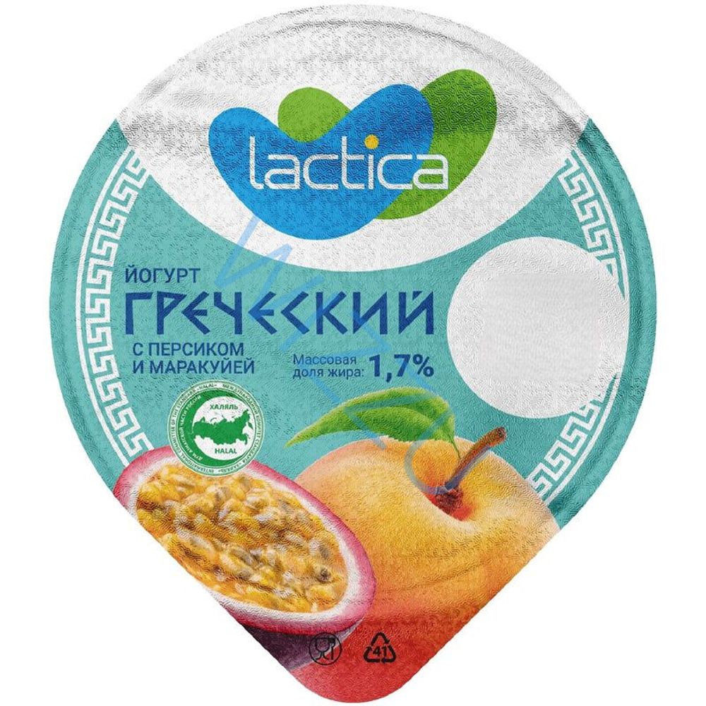 Йогурт греческий двухслойный с персиком и маракуйей 1,7% 130г стакан "Lactica"