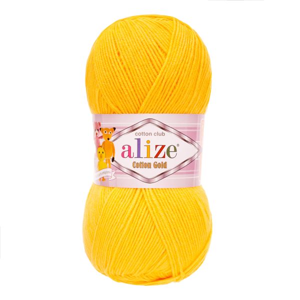 Пряжа Alize (Ализе) Cotton Gold / уп.5 мот. по 100 г, 330м, 216 темно-желтый A