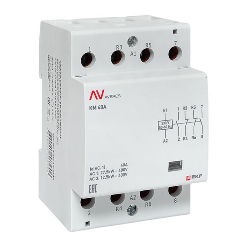 Контактор модульный КМ 40А 2NO+2NC 230В АС (3 мод.) AVERES EKF