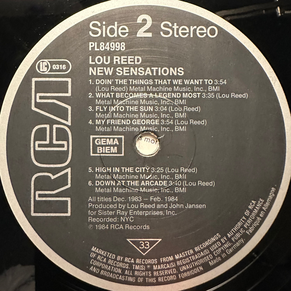 Lou Reed - New Sensations (Германия 1984г.)