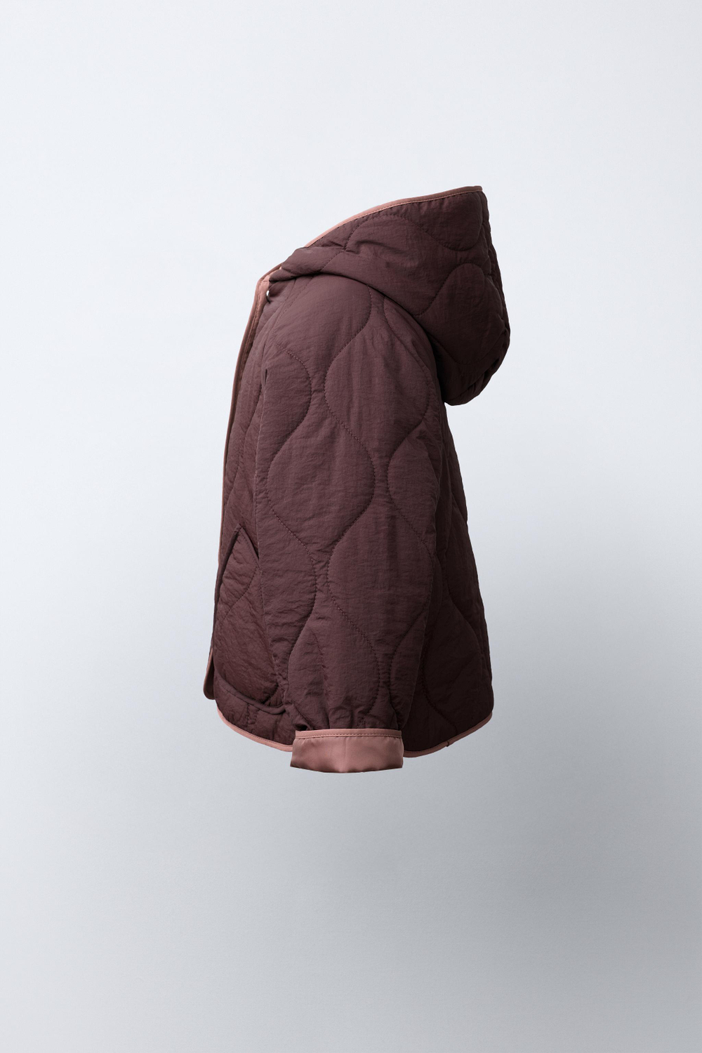 ZARA СТЕГАНАЯ КУРТКА WATER REPELLENT, БАКЛАЖАННЫЙ