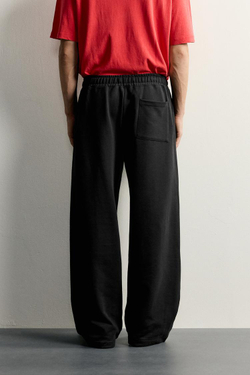 ZARA БАЗОВЫЕ СПОРТИВНЫЕ БРЮКИ LOOSE FIT, ЧЕРНЫЙ