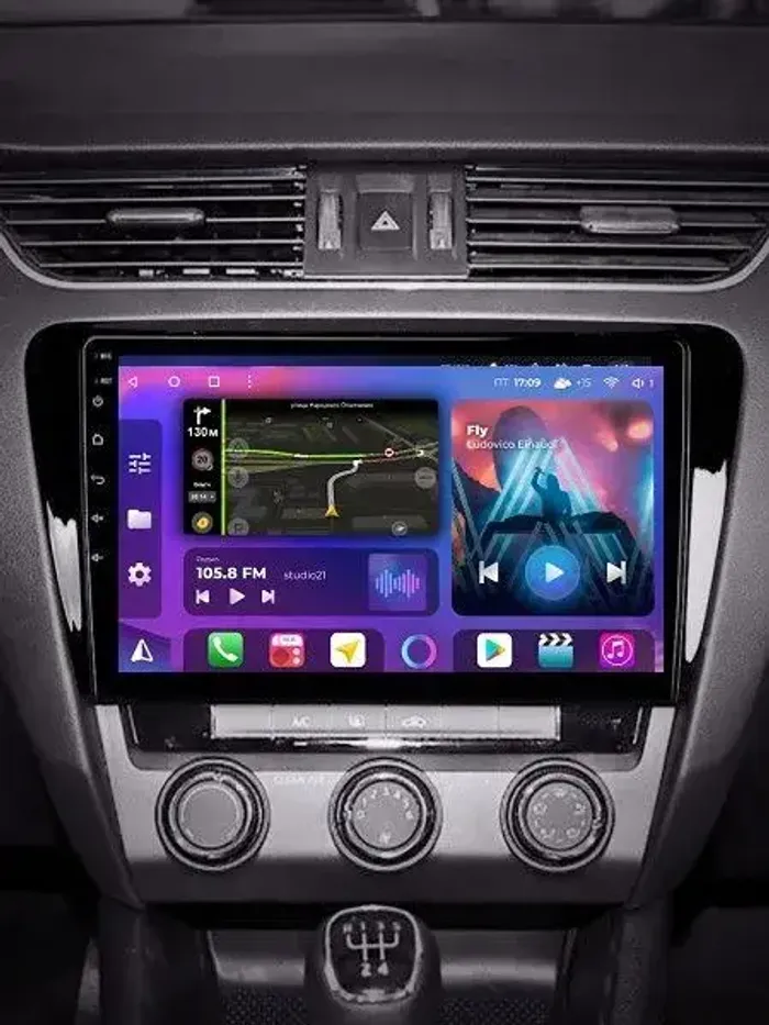 Магнитола для Skoda Octavia A7 2013-2020 - Parafar PF993LUX1RN2K на Android 13, Быстрая, QLED+2K, CarPlay, 4G SIM-слот