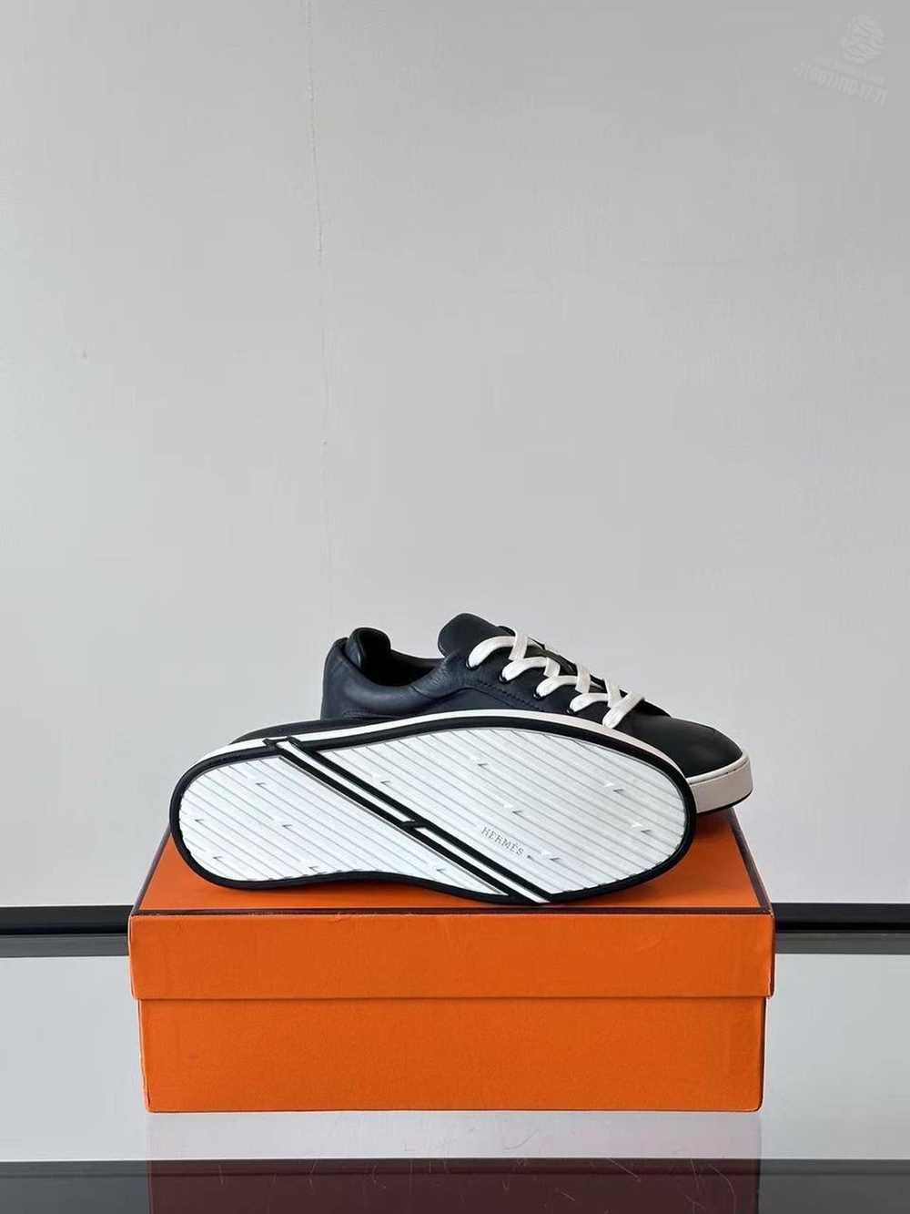 Кеды Hermes Quicker Sneaker Черные кожаные