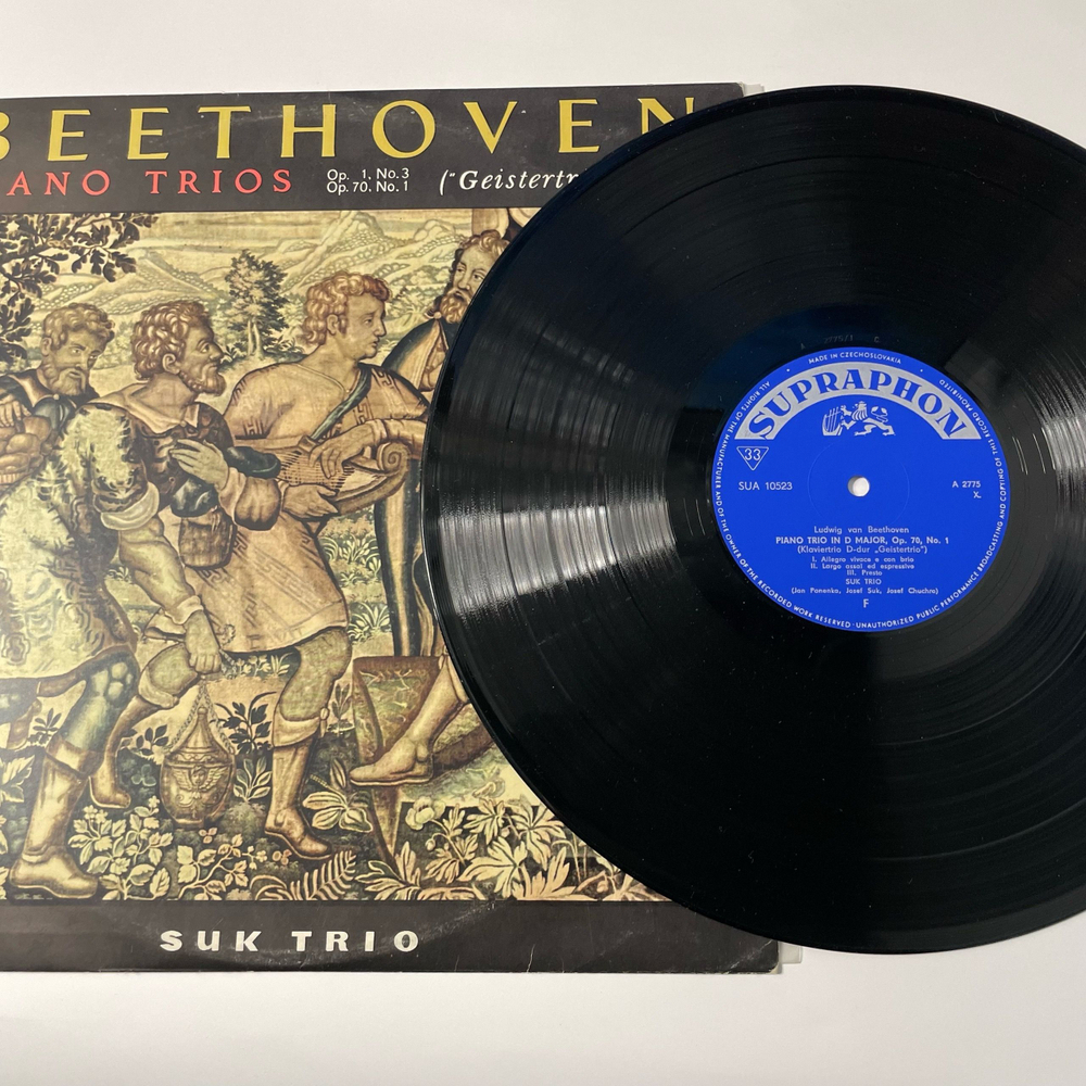 Винтажная виниловая пластинка LP Beethoven, Бетховен, Suk Trio, Piano Trios Op. 1, No. 3 / Op. 70, No. 1 Geistertrio (Чехословакия 1963)