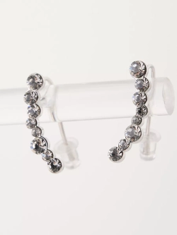 Серьги-клаймберы Млечный путь с белыми кристаллами Swarovski в родии