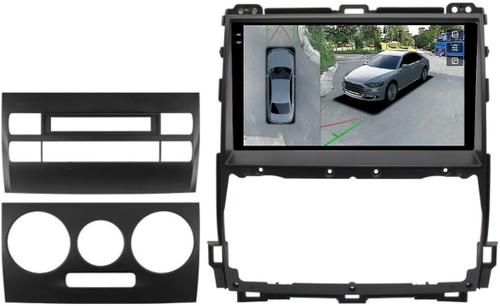 Магнитола для Toyota Land Cruiser Prado 120, Lexus GX470 (экран климата внизу, большая рамка) - FarCar BX9-360-8001F3 монитор 9.5" 2K QLED на Android 13, Быстрая, CarPlay, 4G SIM-слот, 4 камеры в комплекте