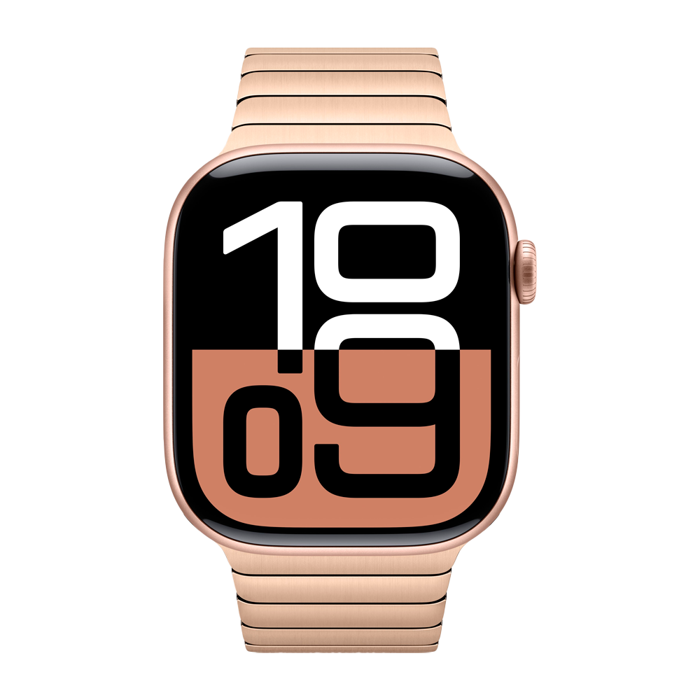 Умные часы Apple Watch Series 10 GPS, 46mm, Rose Gold Aluminium Case with Link Bracelet, Gold