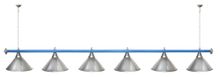 Лампа STARTBILLIARDS 6 пл. (плафоны антик медь,штанга зеленая,фурнитура золото)