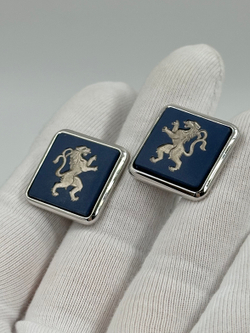 Запонки Wedgwood тёмно-синие со львами