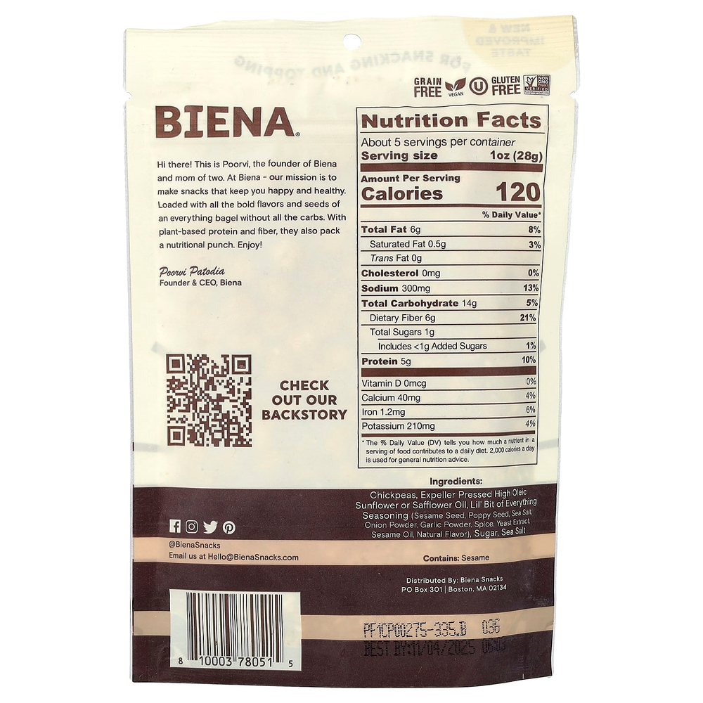 BIENA, снеки из нута, Lil' Bit Of Everyone®, 142 г (5 унций)