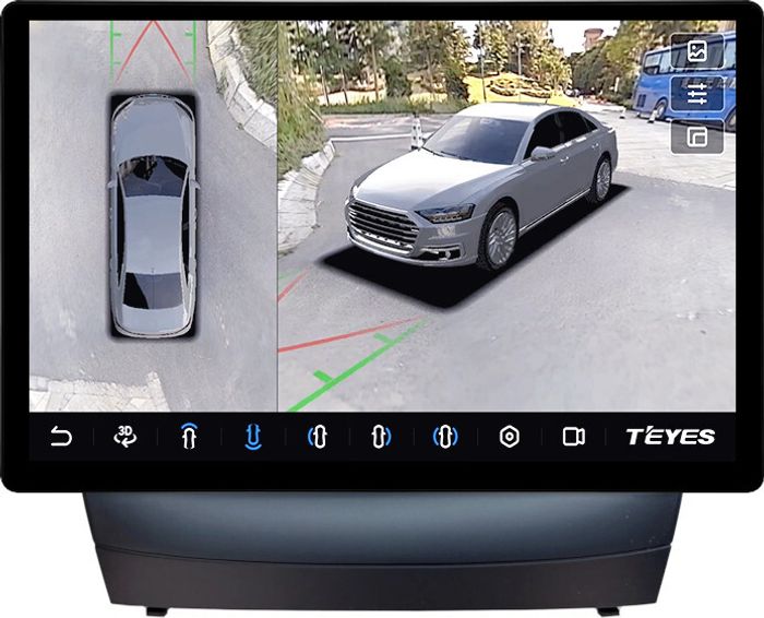 Магнитола для Hyundai iХ35, Tucson 2 2009-2015 (штатный усилитель, рамка 9) - Teyes CC3-2K-360 монитор 13" 2K QLED на Android 10, Быстрая, CarPlay, 4G SIM-слот, 4 камеры в комплекте