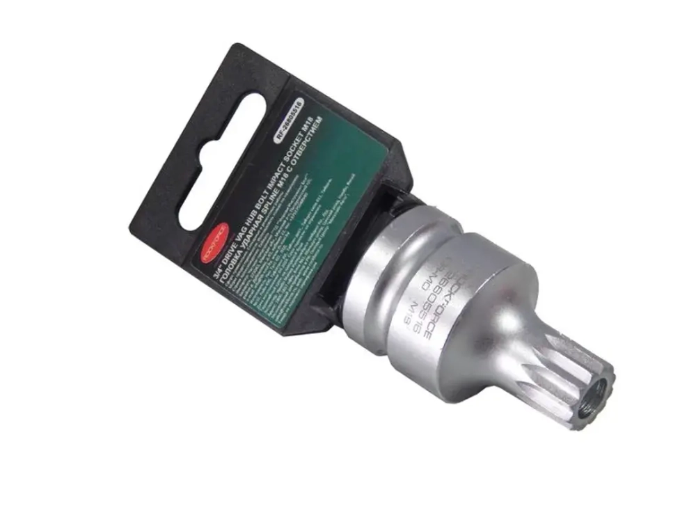 Головка-бита SPLINE с отверстием 3/4''M18, на пластиковом держателе RockFORCE RF-26805516