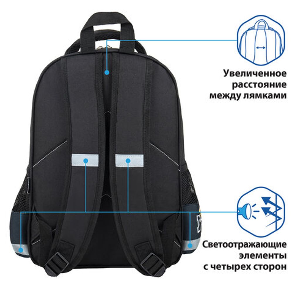 Рюкзак ПИФАГОР SCHOOL для начальной школы, "Fire goal", 38x28х14 см, 270658