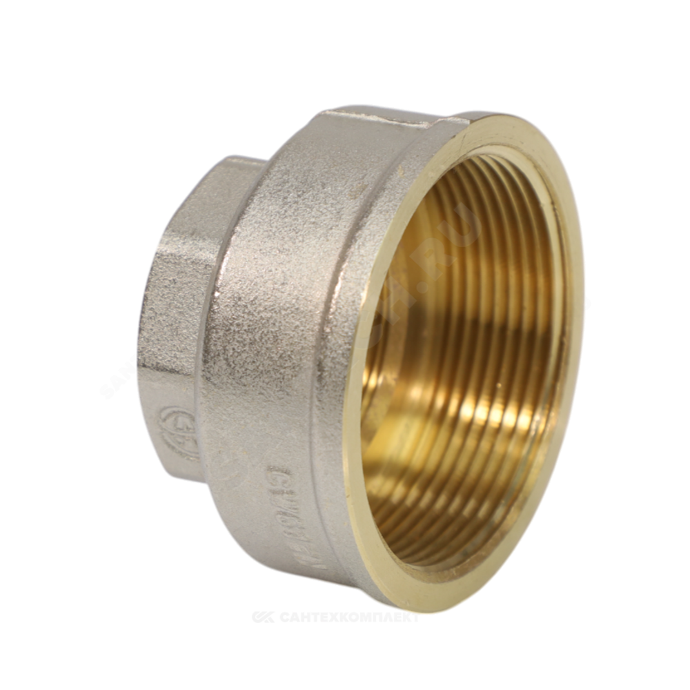 Муфта латунь никель переходная Ду 40х20 (1 1/2"х3/4") ВР/ВР 9019 ГОСТ 32585-2013 Aquasfera 9019-10
