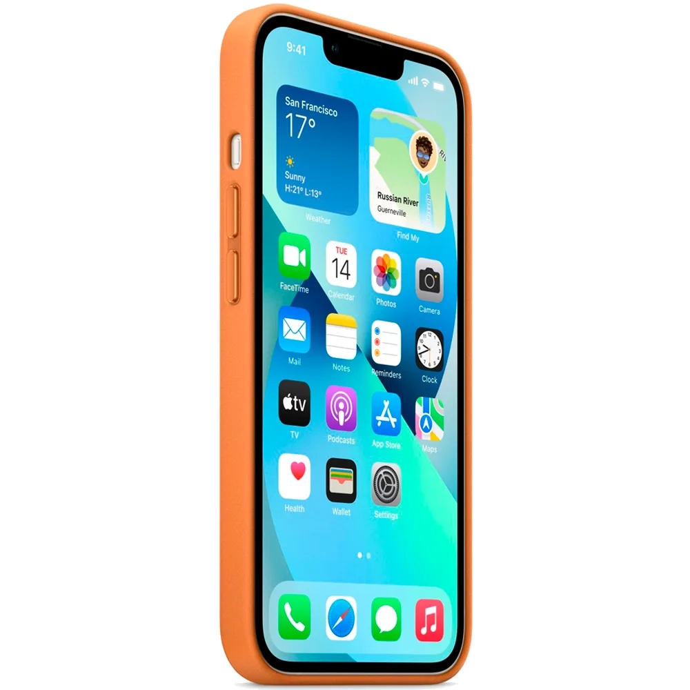 Кожаный чехол с поддержкой MagSafe Apple Leather Case для iPhone 13, Golden Brown (Золотистая охра)