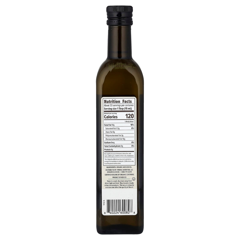 Primal Kitchen, органическое чистое масло авокадо, 500 мл (1 пинта и 0,9 жидк. унции)