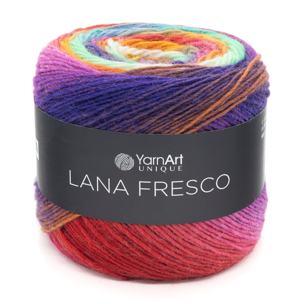 Лана Фреско (Lana Fresco) пряжа YarnArt 100%шерсть 4х100г/380м (8115 т.фиолет-розовый-зеленый-орнжевый-красный-бирюзовый)